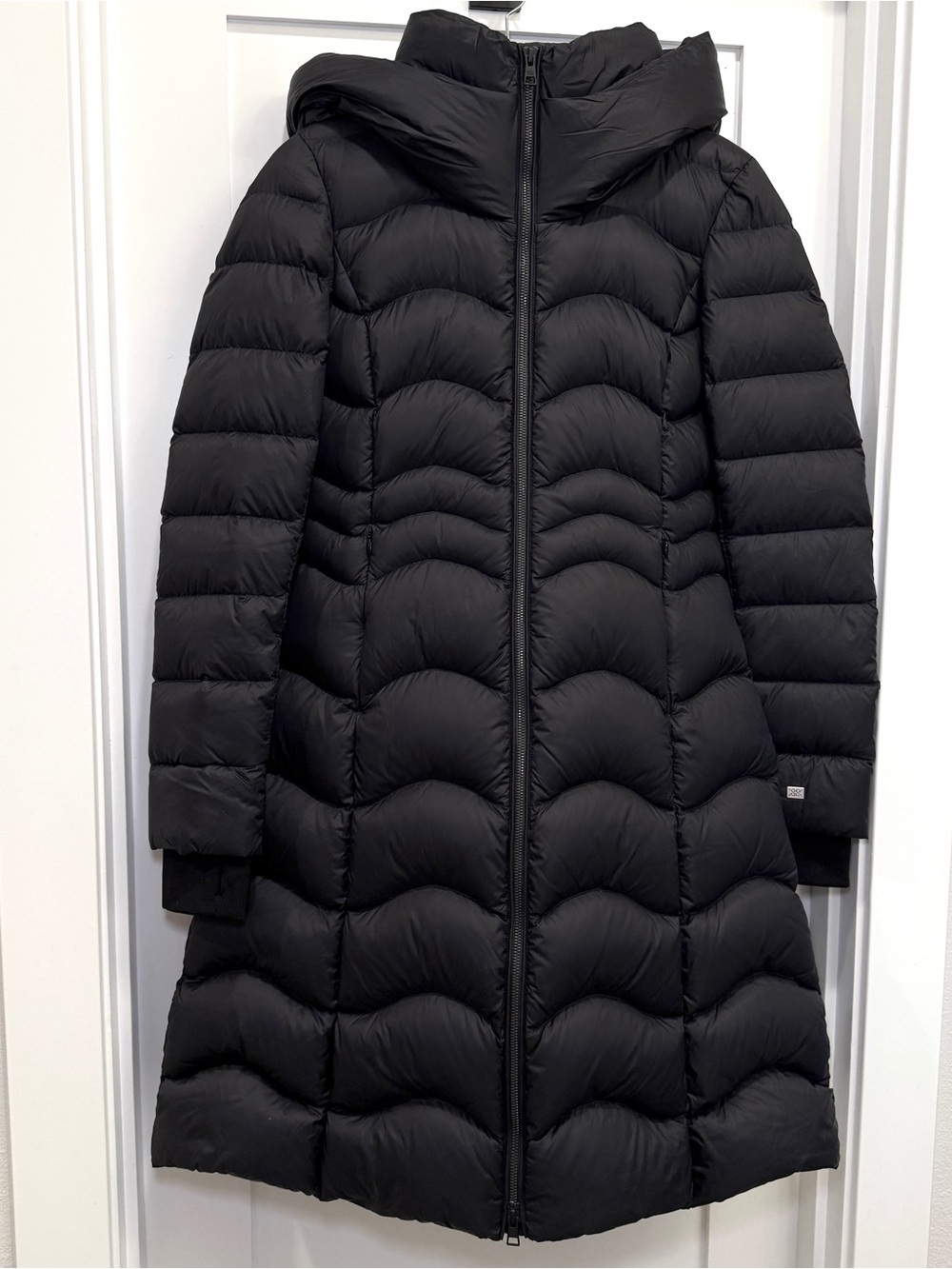 SOIA & KYO Lita Long Hooded Down Puffer Coat Black S